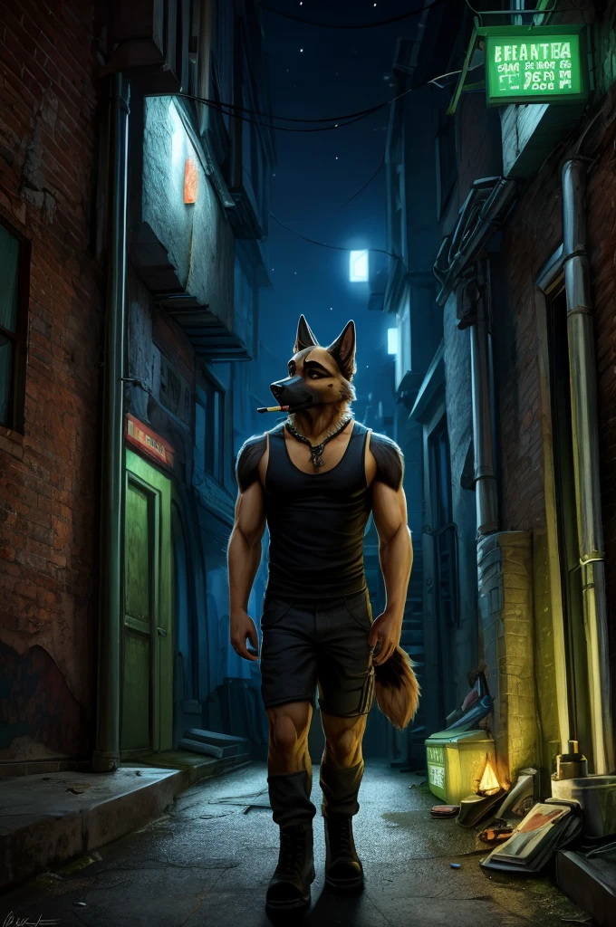 by personalami, by place, by kenket, by taran violinist, male, alone, antro (fox), (fnaf), (sly), Adult, Photorealistic, Hyper realistic, ultra-detailed, natural pose, (muscular, burly), (( run)), ((safety short hoodie:1.2)), (furry), ((butt view)), (detailed background, hallway), ((mature male)), father figure, mature male, hunk , daddy, dilf, ((highly detailed clothing)), ((Highly detailed tail)), ((from behind)), ((highly detailed skin texture)), ((highly detailed hands)), ((highly detailed hands) well drawn)), ((down hoodie)), ((very detailed lighting)), ((natural lighting)), ((black boxers)), ((security guard cap)), ((Night )), ((dark)) A semi-medium long flaccid penis with foreskin visible, testicles,

