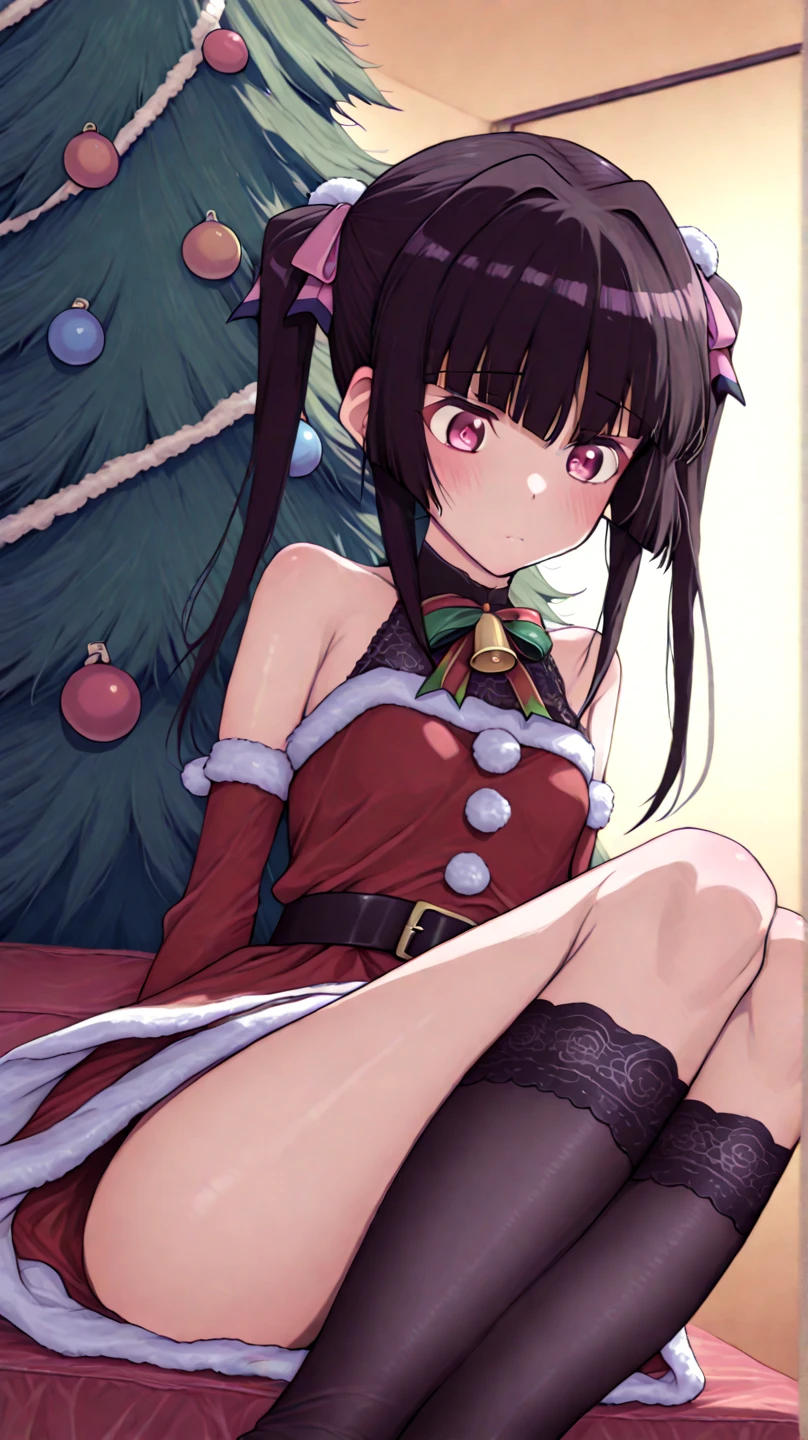 reallistic、Movie Still、(twogirls),Christmas Girl、little kindergarten girl,In front of the huge illuminated Christmas tree、writing,NOWAI,exposed girl、Showing off the vagina、发光、With smiling eyes、A delightful、Warm and soft lighting、light glow,blush