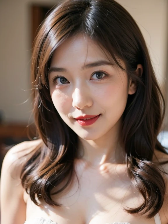 ((Highest quality, 8K, masterpiece :1.3)), Sharp focus:1.2, Bright colors, Professional level, ((Bokeh effect)), Shallow depth of field, 20-year-old female, (A half Japanese, half German woman), ((1 person)), A beautiful face with intelligence, Flexible body :1.3, Model Body Type:1.5, 頭w:1.4, Perfect Style:1.4, Realistic skin texture, Fair skin, Shiny skin, Narrow shoulders, Beautiful clavicle, Long, slender legs, The beauty of slim abs :1.2, Narrow waist :1.2, Highly detailed face, Slim face contour, Beautiful small face, Beautiful Nose, Highly detailed eyes, Long, narrow eyes, Brown eyes, double eyelid, Beautiful thin eyebrows, fine long eyelashes, Fuller lips, Glossy pink lips, My cheeks are red., Beautiful Teeth, Beautiful actress' Perfect Makeup, Silver Necklace, Earrings, Light brown hair, Delicate and soft hair, (Put your hair up, Fluffy short bob:1.2), Layered Cut, (Blunt bangs:1.2),
Mouth half open, Attractive look, Looking into the camera,
((Sleep on your back:1.2)), (Full body image from thigh:1.5), Dynamic Lighting,
(Polka dot short sleeve knit, See-through cardigan, Brightly colored thongs:1.4),
((I'll wrap myself in a futon and do naughty things., She runs her fingers along the crack between her legs., Nipples are visible through the gaps in the clothes:1.5)),