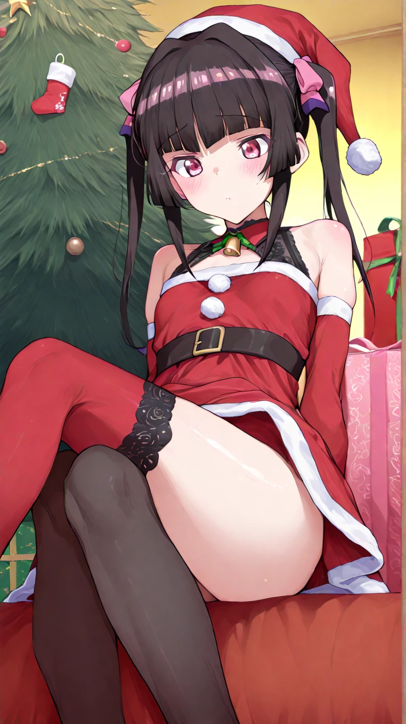 X-rated，Under the legend，Chara，teenage girl，red eye，Smile，sexy，green，Chest leak，short crop top，hot pant，with short brown haice turned red，Underwear model，lust，Hand repair，detail， clothing，HD，no underwareuttocks raised，stick out your tongue，Playful，love heart，Buttocks close up，Sweat，sitting，big asack view，Rear view，christmas，gifts，camel-toe，secretion，liquid，soles of feet