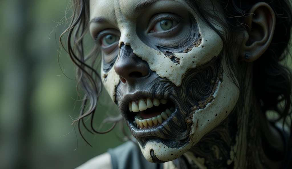 ((Decay skin)) Old zombie man, male, older male figure, ((skull face)), dreary, magnificent, fog, low key, at night, ((RAW photo, 4K, Realistic, Exquisitely Detailed Skin)), Masterpiece, Best quality, offcial art, Unity 8k wallpaper, Ultra detailed , (detaile zombie face),((bloody mouth)), rincled skin, (decay skin), ((pealing off skin decay)),((detailed skull under skin)), detailed decay skin, looking at the camera, ((grey long beard)), dirty red and black flannel shirt, old black cowboy hat, ((cowboy hat)), masterpiece, best quality, extremely detailed eyes, cinematic lightning, intricate detail, highres, official art, finely detailed face, high resolution illustration, 8k, depth of field, ((zombie)), short white hair and blue eyes, short white hair, detailed blue eyes, chaotic city, upper body, looking at viewer, post apocalyptic background, zombie decay skin, detailed face decay, decay, terror,((skull decay face)) scary looking, extremely detailed eyes, extremely realistic photo, extreme terror, midnight moon, ((long white beard)), gothic look older nale zombie (((bloody mouth))) , (smiling), big smile, showinf decay teeth, (decay teeth), pealing skin,