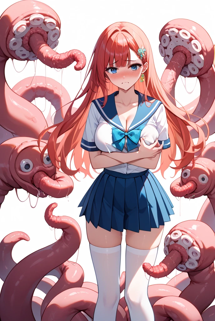 Browsing Caution,dripping mucus,(In the dark tentacle hole,Wide-open legs,Stretch your legs:1.5),(A wall of tentacles spreads around the girl..,Girl lying on tentacle birth bed,His arms are covered with tentacles up to his shoulders,Her legs are covered in tentacles up to her thighs,Tentacles restrain limbs,Tentacle Bound:1.3),belly button, (The girl is angry,Open your mouth:1.3),Sweat, Love Juice, (young,thin,Very small breasts:1.5),Blonde long hair,indoor,Perfect Face, Perfect Anatomy,(man and woman have rough sex:1.5), (vagina :1.5),(女の子 penetrated by a big cock:1.4),(Magical Girl Costume,Cowboy Shot:1.5),(Tattered clothes:1.5),(vaginaから溢れる:1.2),bound by tentacles, (Shiny white high-leg leotard magical 女の子 with super micro skirt,No sleeve,Super Sailor Moon heart jewel waist decoration attached to the lower abdomen,magical 女の子 hair ornament,Torn white thigh-high socks,White high heels,A big red ribbon and a big jeweled brooch,Shiny clothes,Magical girl handbag,Magical Girl High Heels:1.5)