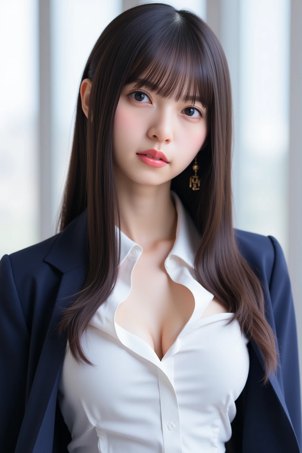 (masterpiece:1.2, best quality), (real picture, intricate details), solo, 1lady, school, school uniform, big tits
