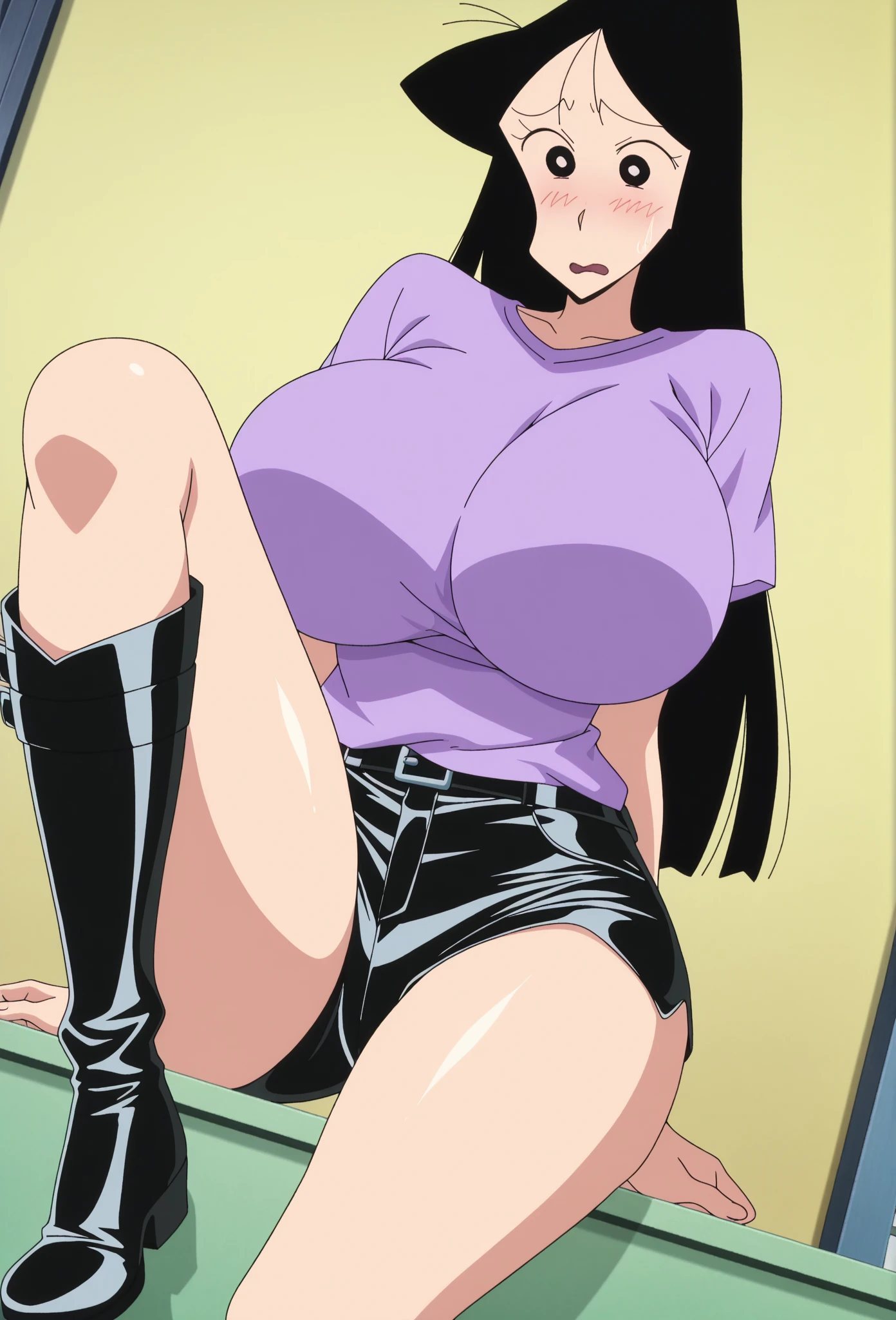 ((1 sexy girl)),((in a prison)),((wearing thigh boots)),((wearing short skirts)),((she is fucked)),((her arms are tightly bounded)),((her legs are tightly bounded)),((sitting on the chair)),((half squat)),((she is raped)),((detail bondage wearing)),((masterpiece))