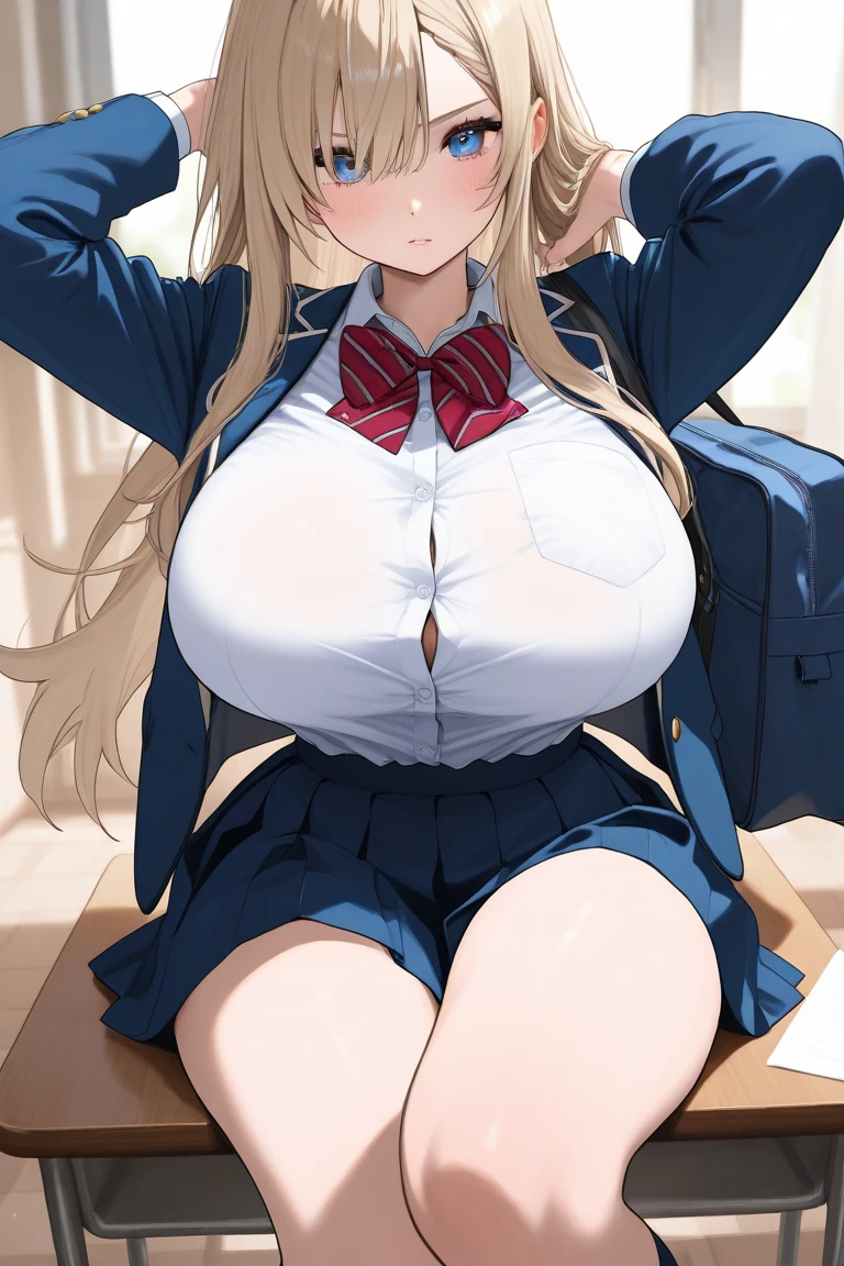 Big beautiful woman sitting on a tiny boy's shoulders