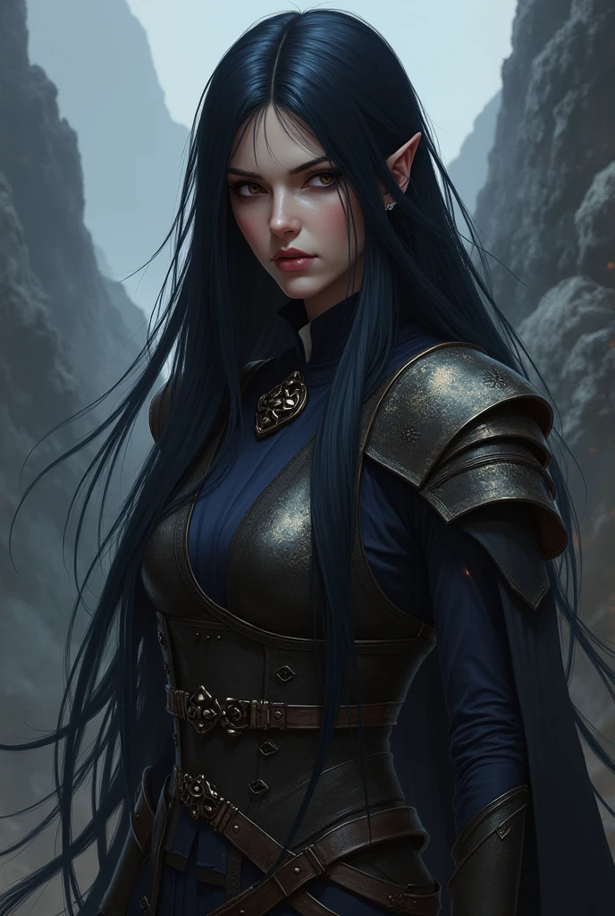 masterpiece, best quality, {{fantasy}}, portrait, {{upper body shot}}, {half body shot}, {{art by Artgerm}}, 1boy, 1 girl, looking at viewer, looking at camera, drawing of a women {{{hugging man from behind}}}, {{{{{hug from behind}}}}},  masculine man, handsome man, mucular man, {{{man with blue eyes}}}, {man with long black hair}, man with pale skin, man wearing black coat, elf woman, {{{woman with green eyes}}}, {woman with brown hair}, woman wearing leather clothing, old castle on the background, eye level shot, extremely detailed, intricate details, digital art, painting, epic, dark fantasy, dramatic, volumetric lighting