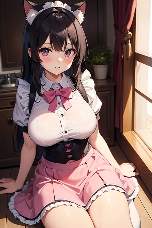 Beautiful woman、Twin tails、Blazer Uniform、Very short pleated skirt、Put one foot on the table、Very thick thighs、Acme Face、Best image quality、High resolution、masterpiece、super high quality、Thick pubic hair、Screaming orgasm face、Grey panties、Grey bra、Very big ass、Very large breasts 、Blushing、4K quality、Blushing、泣く of ecstasy、Wearing black knee socks、Heavy breathing、{Highest quality}, {so beautiful}, {Very detailed}, {Best illustrations}, Browsing Caution, girl,