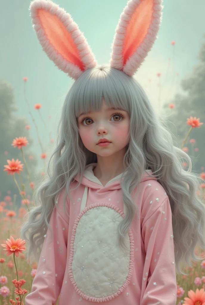 + anime style + albino + fox hybrid + disheveled hair + adorable + gold eyes + fox ears with red tips