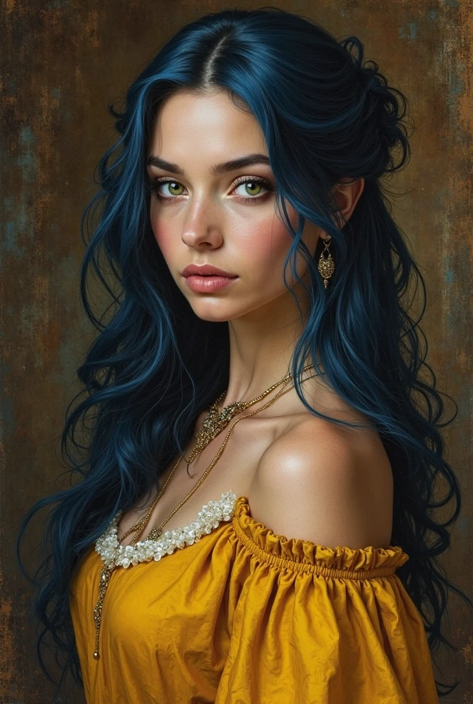digital art, cinematic shot, "Eva Green", at Midday, art by Marcel Mouly, (Masamune Shirow:1.1) , Lonely, Mono Color, blue, ON PARCHMENT,INK ILLUSTRATION