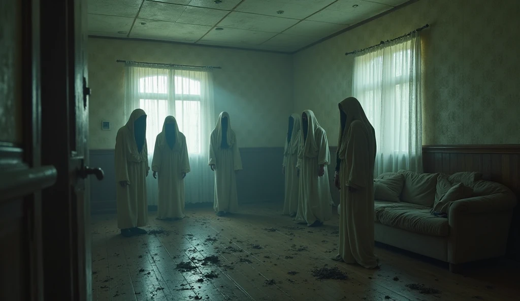 a room of poor people, dirty cramped space, slabs on the floor, dirty ragged clothes, dim lighting, poverty, despair, gritty, (best quality,4k,8k,highres,masterpiece:1.2),ultra-detailed,(realistic,photorealistic,photo-realistic:1.37),cinematic lighting,moody atmosphere,muted colors,abandoned,dilapidated,documentary style