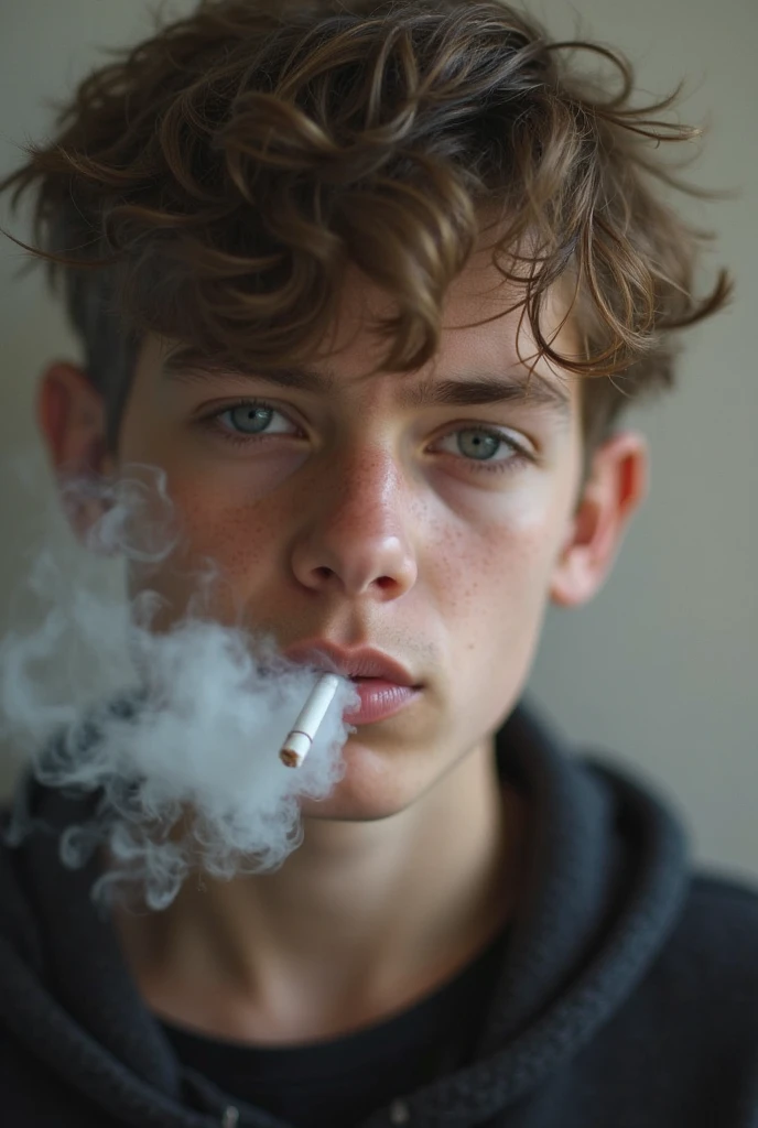 A boy With Cigarette Back Side Photo With Grey Background