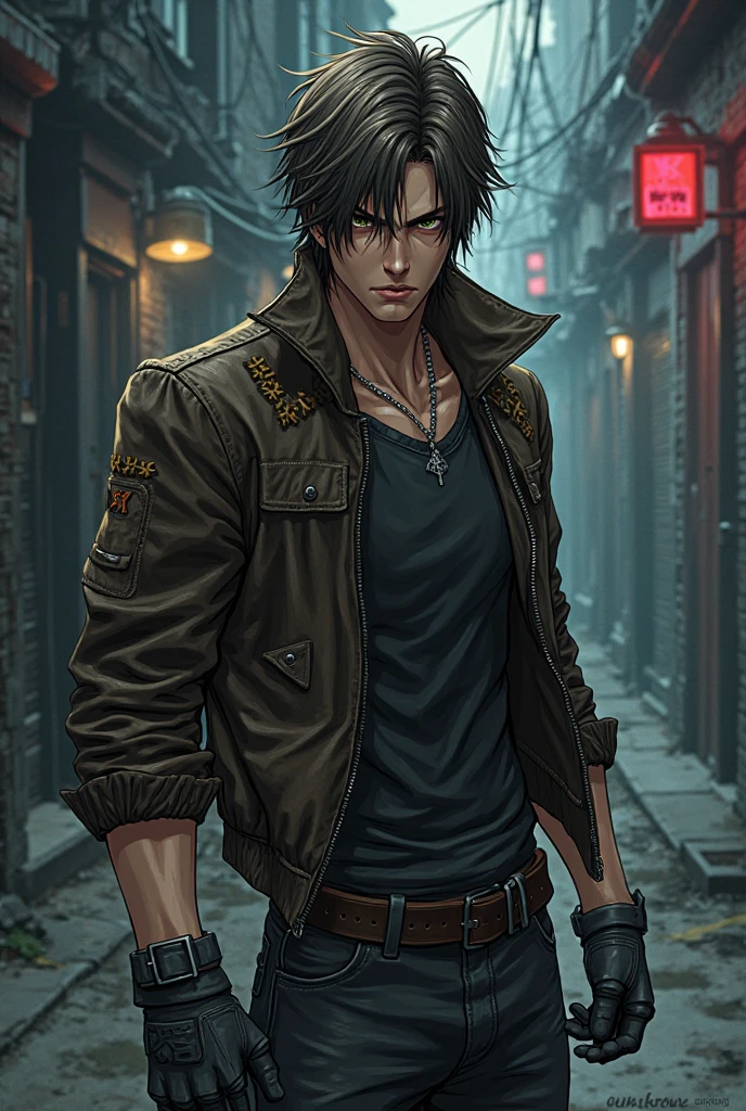 Cool Anime Assassin, hemdloser Kerl mit schwarzer Hose, Ein Katana-Schwert halten