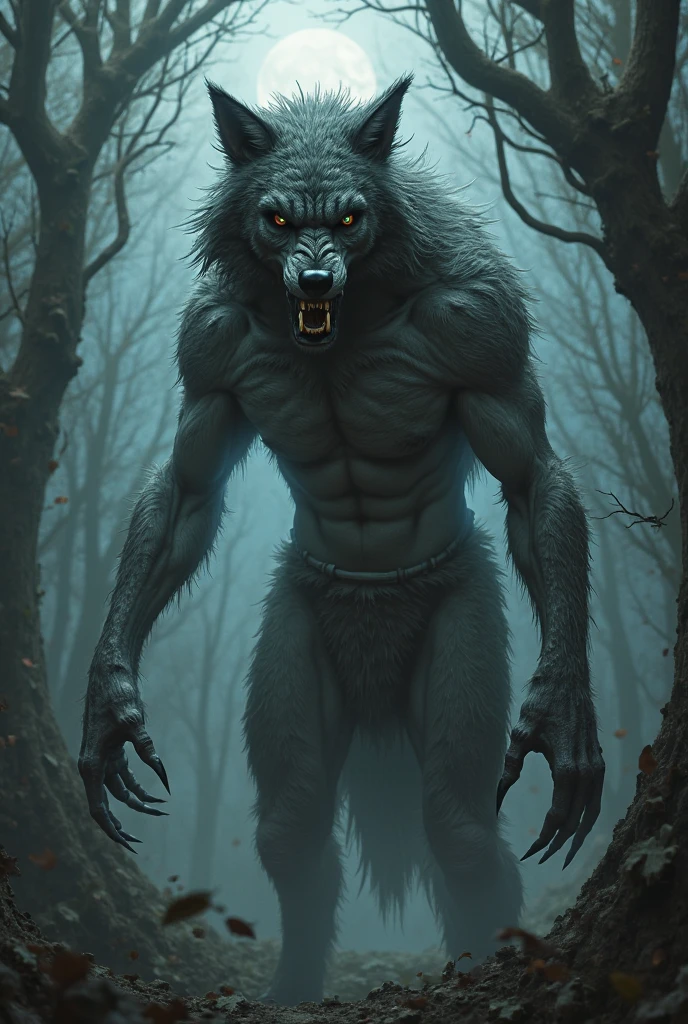 Naked Male humanoid wolf