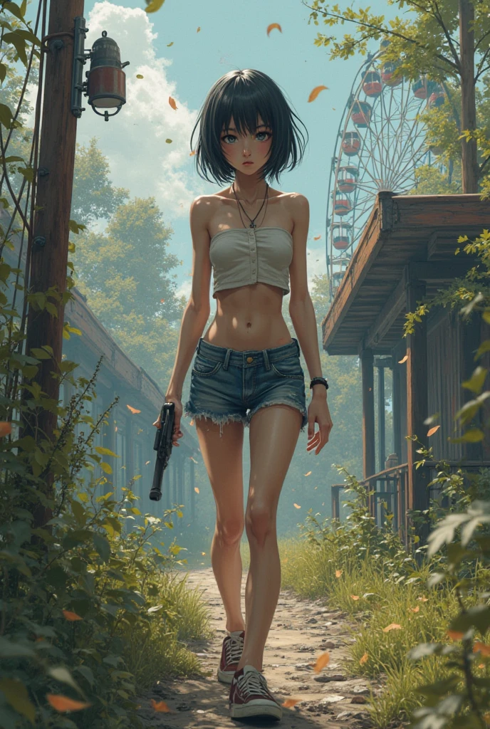 Three girls in white bras, white shorts and underwear walking through the forest with submachine guns, anime girl, dense forest, lots of weeds, anime, right eyes, drawn eyes, right feet, right ankles, detailed drawings, masterpiece, ((full of girls without clothes)), ((all passers-by are not dressed)), ((all passers-by are in underwear)), ((( Everyone wears nothing but underwear)), masterpiece, top quality, high resolution, solo, big, misaligned bra, T-back