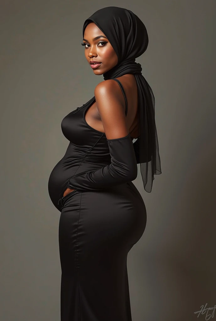 tiny thin chest tapered waist, tiny waistline, MASSIVE protruding ass, extremely dark skin, Jawara Woman, big bulging ass, huge booty, flowing metallic fabric, eloquence, no nudity