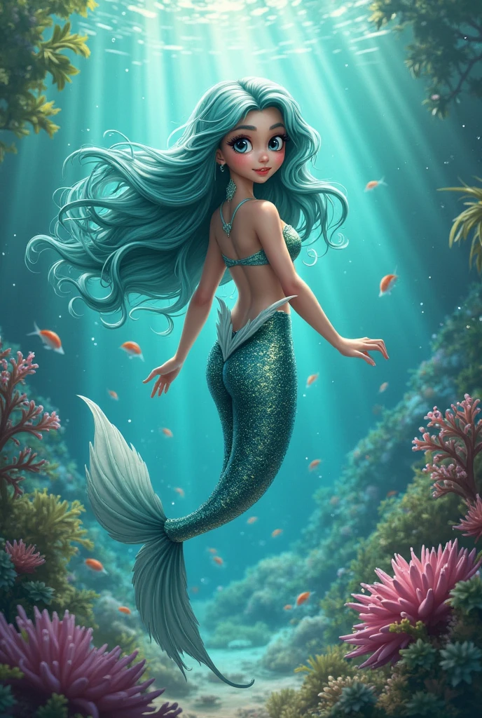 A blue haired mermaid ANIME