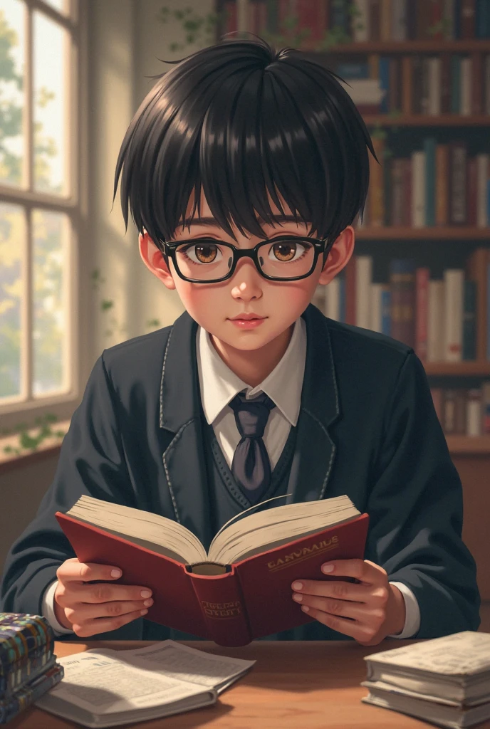 A boy was very intelligent and fond of books work. 3d cartoon