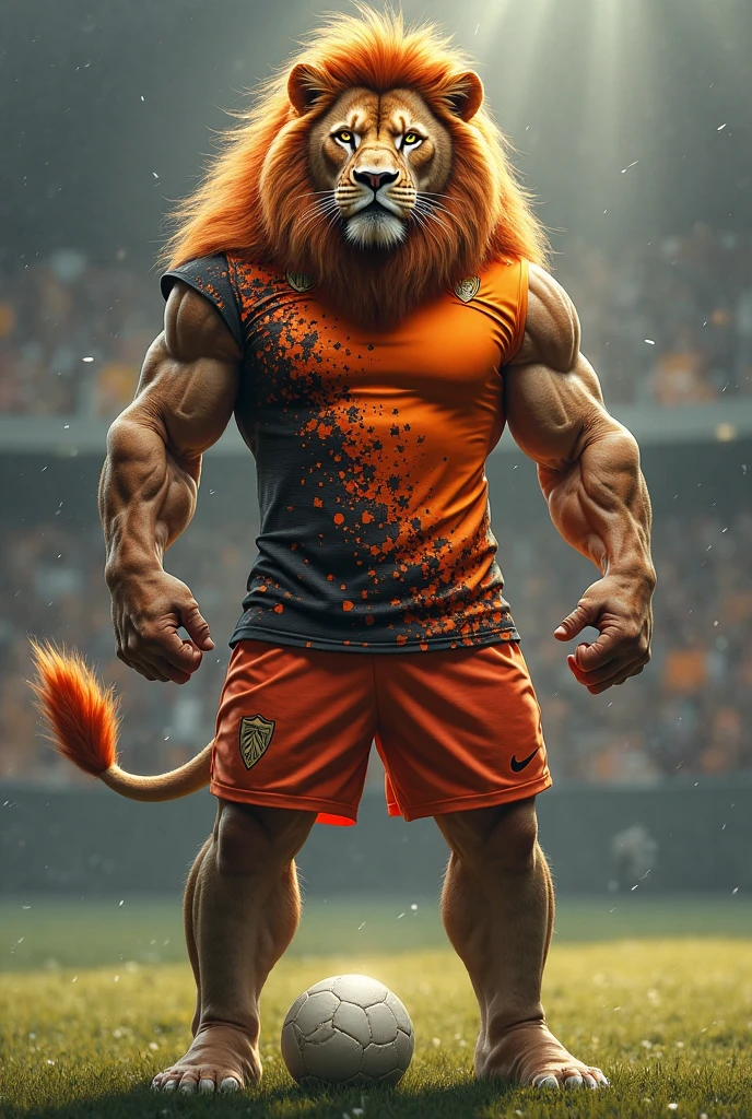 muscular lion in red and black shirt doing barbell curls at the gym