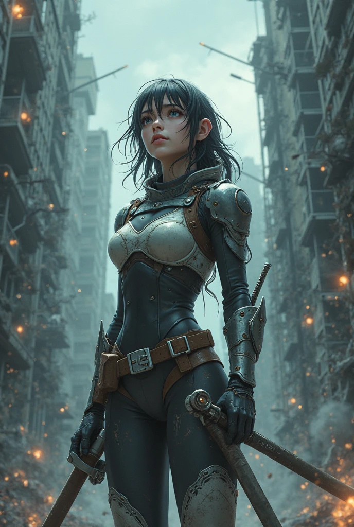 sci-fi, space rogue thief girl, (smirk:1.1), short hair, black hood, light armor, big grey eyes, beautiful detailed eyes, drawn by Greg Rutkowski, Yoji Shinkawa:0.6