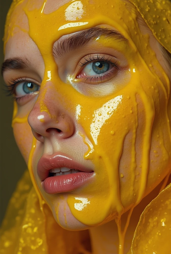lemon eating challenge, realistic, photorealistic, 1girl, beautiful detailed eyes, beautiful detailed lips, extremely detailed face and features, long eyelashes, closeup, looking at camera, holding lemon, lemon in mouth, dripping lemon juice, wet skin, water splashes, detailed facial expression, dynamic pose, natural lighting, vibrant colors, cinematic, award winning photograph, SFW