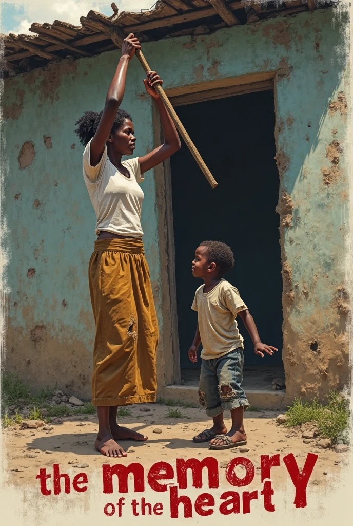 A young boy of 10 years Tunde was blind with a stick his mother holding him with her hand in a odumodo village market