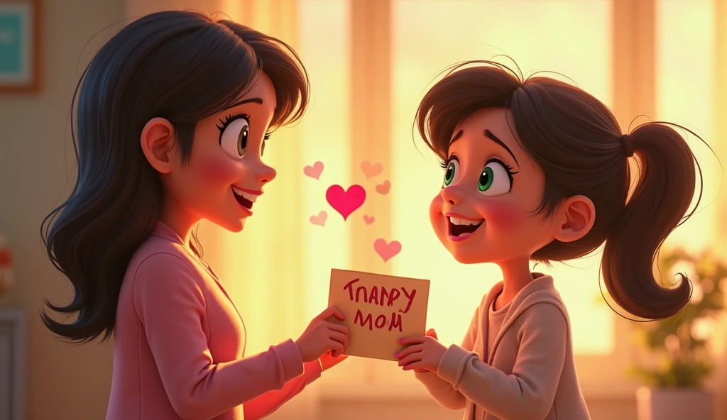 Baby girl shows her mother letter " b" in her hand