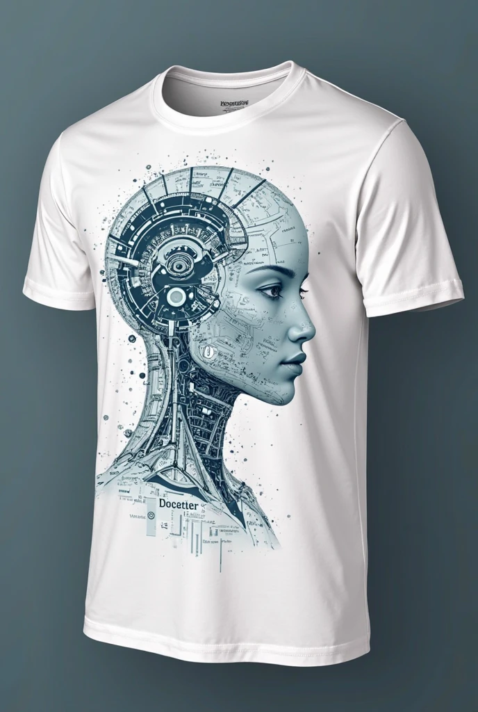 A collection of oversized streetwear t-shirts featuring bold, abstract designs inspired by futuristic art. The shirts are primarily black, providing a stark contrast to the vibrant, neon colors and digital patterns. The front of the shirt displays a large, central graphic of a humanoid figure with smooth, metallic skin, its silhouette outlined by a fluid, multicolored wave. The background features a stylized cityscape with geometric buildings and holographic elements. The overall aesthetic blends elements of cyberpunk and contemporary street fashion.