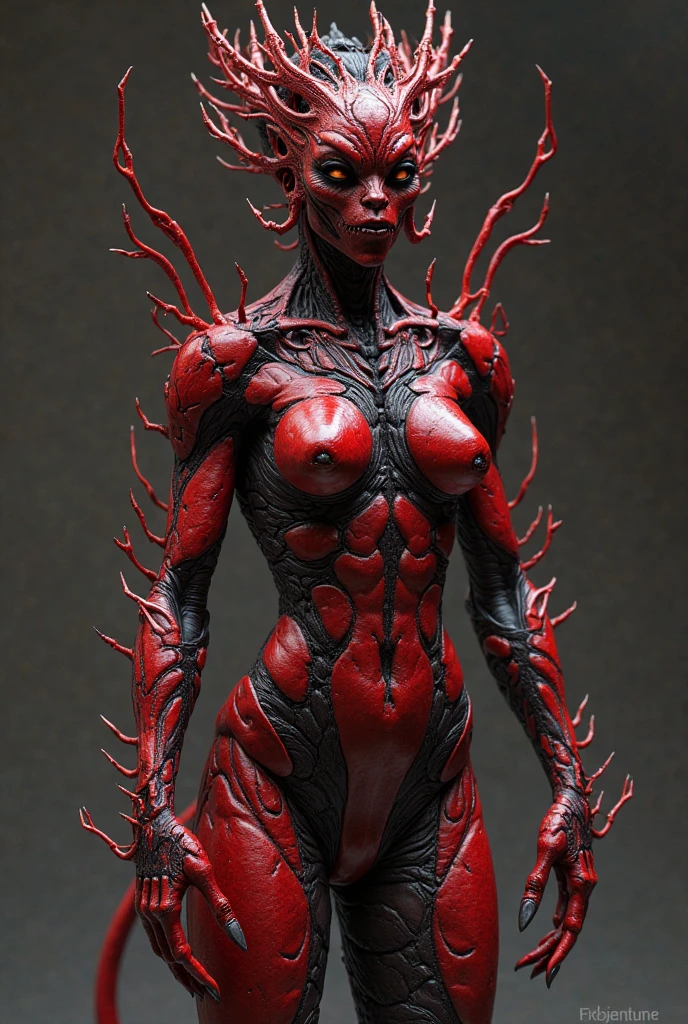 one girl, elf ears, , pure, cute naked, topless, a Woman alien mix, human Body, big tits,   shed skin, alien nose but the Rest of the face ist human, big eyes, full black eyes, hybride  70 %bat and  30 % human, face mostly woman,  shed kin at Body Arms and shoulders and neck , full black Iris, slender No clothes,snake shed skin, DARK Red skin, fat lips, bimbo lips, tail, fangs,snub nose, Reptile skin, big tits, big ass, slim waist,full naked, (((ahegao))) (((drool))) wet skin