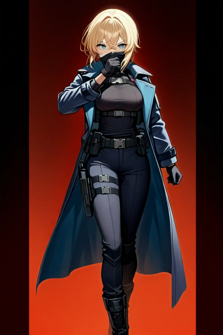 (masterpiece, top quality, best quality, official art,beautiful and aesthetic:1.2),(4k,8k, best quality,masterpiece:1.2),(((white background))), solo,Female gunner, standing position, holding a pistol, wearing black gloves and protective gear, with braided hair, representing female characteristics. The character has a clear and accurate structure, modern realistic representation, and consistent lighting that looks natural and believable.