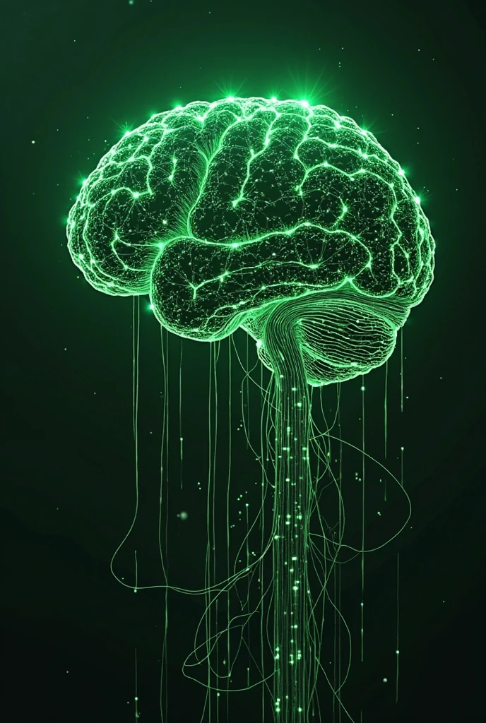 Crie a uma imagem de um celebro🧠 só que 
Com o fundo galático verde 