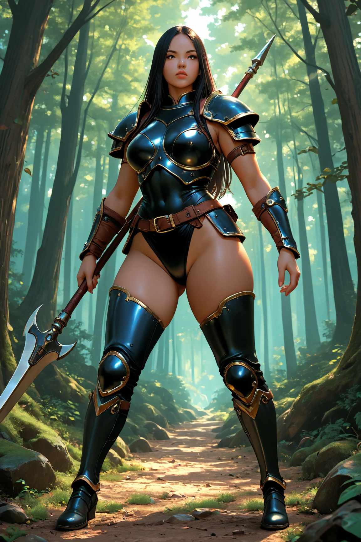Highest quality, rear angle, low level shot, photo of a [Medieval|Fantasy] female knight with (muscular ass), (wearing [Chainmail|Leather] armor, iron helmet, exposed ass), perfect face, detailed facial features, looking back at viewer, serious expression, outdoors, in scenic high-fantasy country side woodlands, athletic body, big butt, (detailed skin), intricately detailed, overcast weather, dappled lighting, crepuscular rays, shadow casting, film grain, volumetric fog, photographed on a Canon EOS R3, 105mm F/2.8 VR Macro Lens, HDR, 8k, (sharp focus), cinematic film still from lord of the rings, ass focus, from behind, BREAK, (surrounded by brute orcs), 
