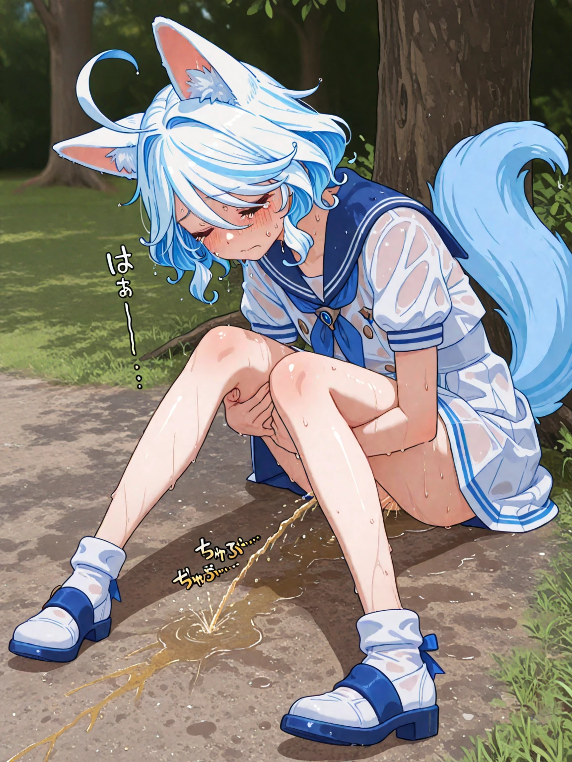 best quality, Girls pee on breasts, cat ears, Long hair, extralange Koteletten, girl pee, piss, pee, pee self, lineares pee, looking down, (Blush:1.5), Full body shot, from bottom, squirt, breasts, rock