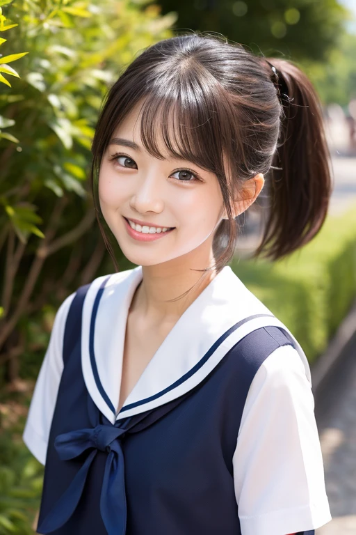 (8k、Raw photography、highest quality、masterpiece:1.2),(black haired、very short hair:1.8),(short twin tails:1.4)、show viewer,Looking at the front,erotic,white skin,(Wearing brightly colored school uniforms:1.7)、()、(Clothing that emphasizes the shape of your chest、publish one'Skin:1.5)、(big breasts :1.4)、slim body shape、ultra high resolution,beautiful,beautiful fece,(alone, no background:1.9),whole bodyボディー,japanese woman,(Photoreal:1.37)、photon mapping,reality、(Baby-faced and cute: 1.2)、(cute smile: 1.7)、(With a round face: 1.8)、radio city、Physically based rendering、depth of field rally background、photograph, (I can see your knees,close up of thighs:1.4),whole body、super fine