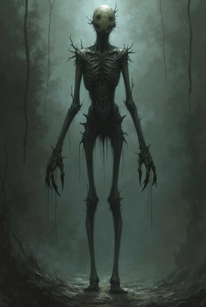Make a sketch scary creepy creature for an anime drawing