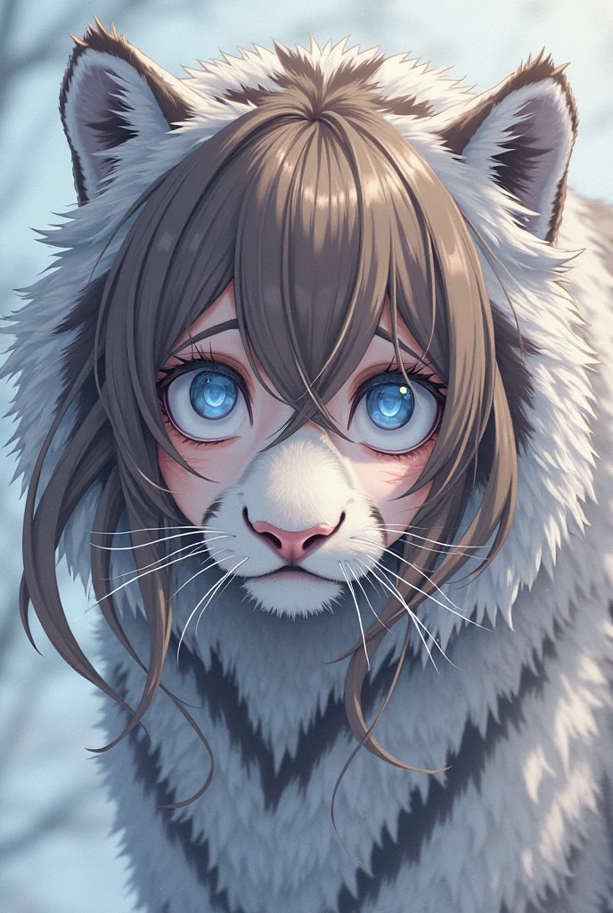 hyper-detailing，A high resolution，hyper-detailing，best qualtiy，astounding，top Quority，cinmatic lighting，head portrait，Cat fans，Black cat hat， intense white hair，Girl with an angry expression