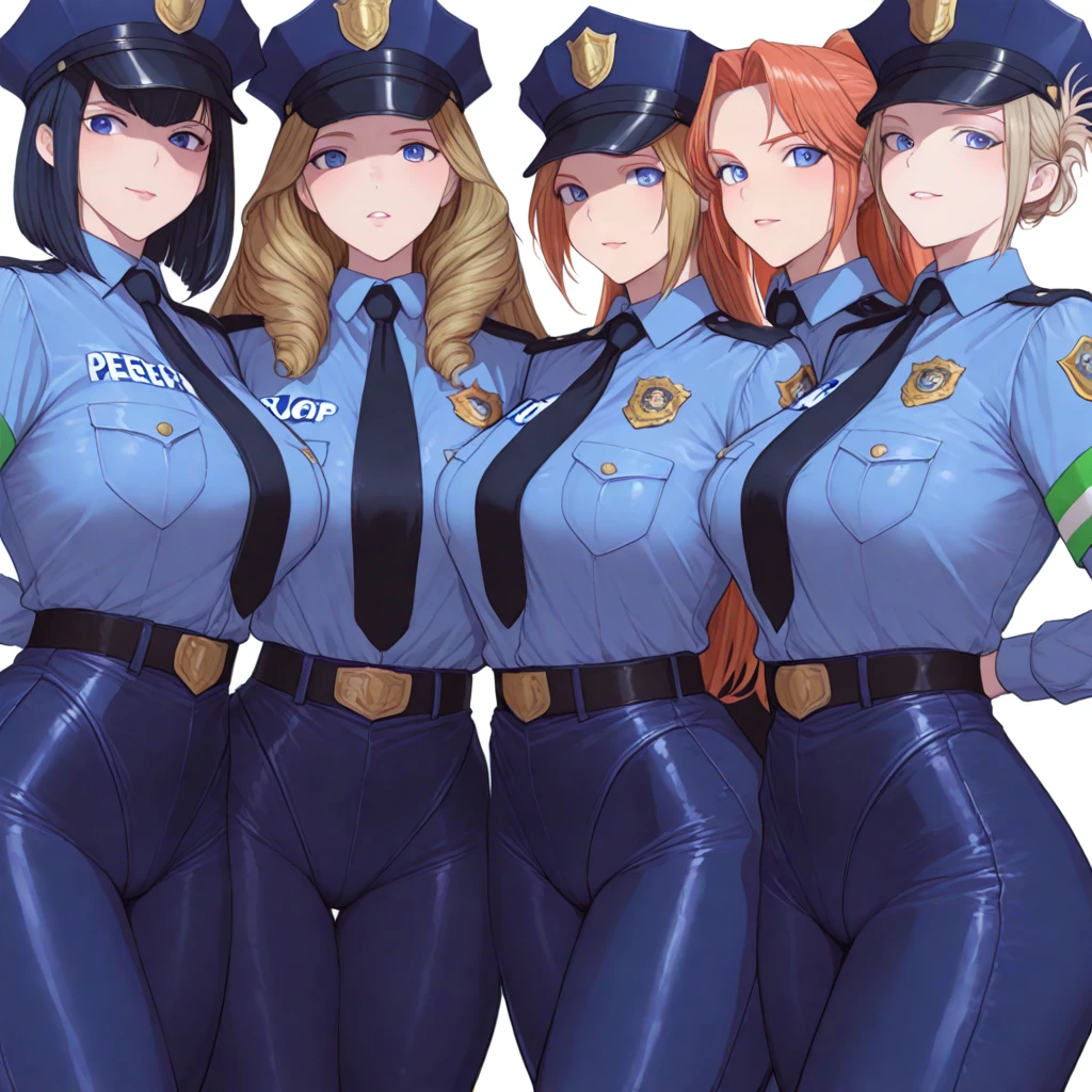 ((masterpiece)),(((best quality))),((character design sheet)), illustration,1woman, environment Scene change, (braided hair:1.4),((police officer:1.5)), muscular, black legs, thick legs, (pale skin:1.3), scribbles and marks, light blue shirt, ((detailed face:1.3)), rough sketches, (puffy lips:1.5), pose too, ((brunette hair:1.2)), (police officer outfit:1.4) , 8k,16k, (simple background, black background: 1.3)