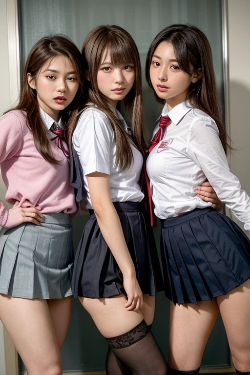ulzzang-6500-v1.1, (Raw foto:1.2), (Photorealistic:1.4), beautiful detailed woman, very detailed eyes and face, Beautiful detailed eyes, Ridiculous, Unbelievably ridiculous., huge file size, A highly detailed, high resolucion, Very detailed, Best Quality, Masterpiece, Chemomimi, (((Japanese High School Uniform:1.3))), ((miniskirt:1.3)), Illustration, Very detailed, BAPV, integrated, 8K wallpaper, amazing, Fine details, Masterpiece, Best Quality, Highly detailed YTD uniform 8k wallpaper, light on the face, Cinematic lighting, (((1Girl))), 20yo, ((Dynamic Pose))), (camel toes), (((school classroom))) (standing posture), ((Pantyhose)), ((White panties)),