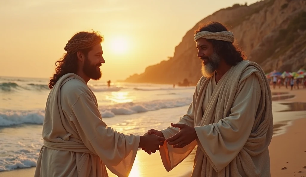 photograph of jesus
with a handkerchief wiping the tears of a man in heaven
