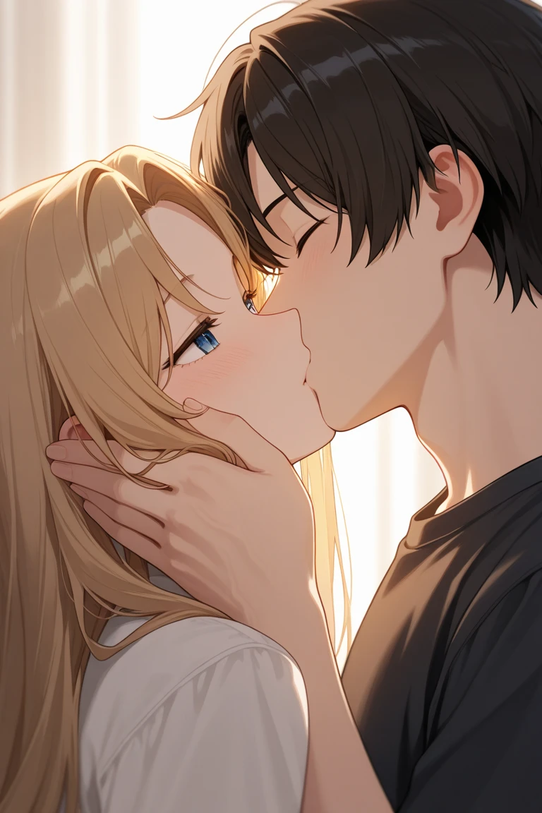 Licking a man's penis ejaculating on a girl's face A close-up of a cute girl in a lewd pose, spreading her pussy so wide you can see the hole inside A man's penis ejaculates a huge amount onto a girl's face
