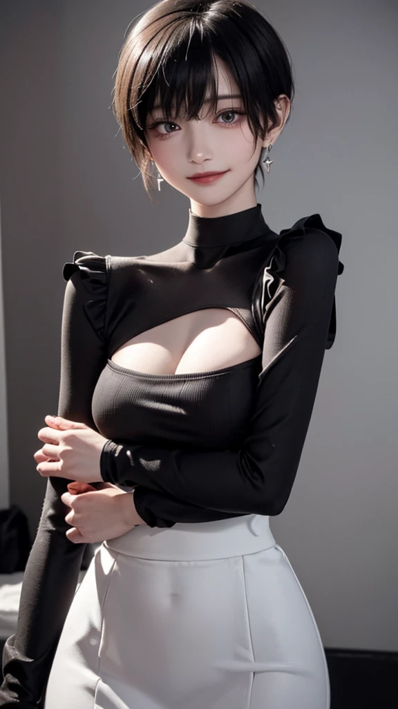 yorha no. 2 Type B, One girl, Wow, (Blindfold), chest, chestの谷間, chestの谷間 cutout, Clothing cutouts, Green background, Hair between the eyes, hair band, High resolution, Juliet Sleeve, Long sleeve, Nier (series), Nier automata,  Puffy sleeves, Red lips, Shadowed face, short hair, alone, turtleneck, Upper Body, Gray Hair, null