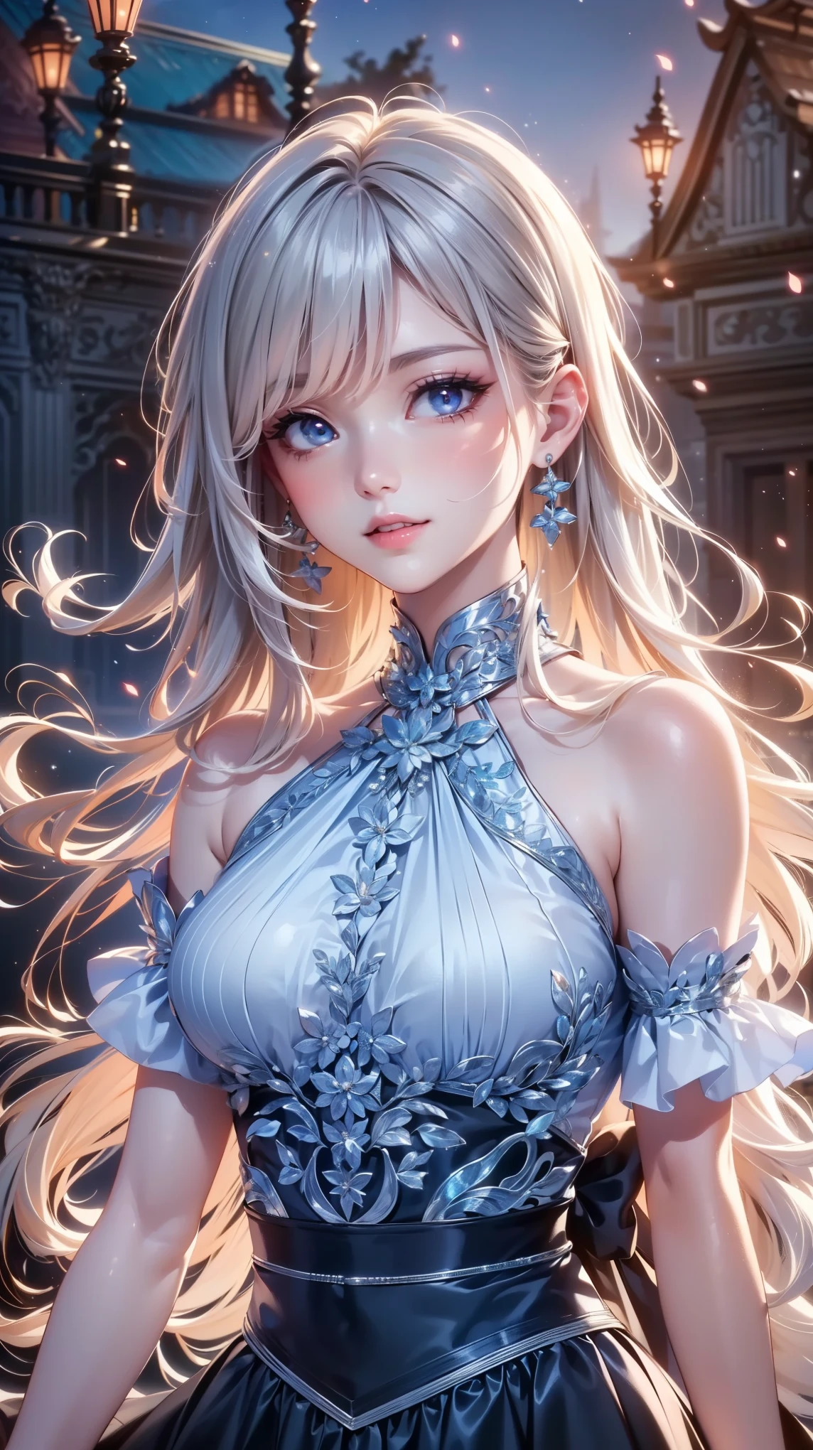 ( very detailed目, very detailed顔), ( realistic にสุดๆ, high resolution ), ( Top Quality :1.4), ( Top Quality ), portrait, 5, Midea, 1 girl ,score_9, score_8_ up, score_7_ up, score_6_ up, score_5_ up, score_4_ up, realistic skin texture that lasts deep into the middle of the night 、 Deep Night , RAW photos , ( realistic に, realistic :1.37), very detailed, Pro Pictures , (masterpiece:1.3, Top Quality , s uper high resolution, Ultramore ), ( realistic , photo realistic :1.4), beautiful illustrations , perfect lighting, anime style .( masterpiece : 1.2), ( very detailed: 1.2), ( very detailed CG: 1.2), ( high image quality : 1.2), (最 high image quality ), 8k, animated illustration , 、 beautiful girl 、とても cute天使、 gothic dress 、 cute、、smile、 long skirt、 Black Long Boots 、 Turquoise Eye, cute女性 ,street, Store , sign,European Buildings,slate paved ,Rose flower,((upper body:1.3))
