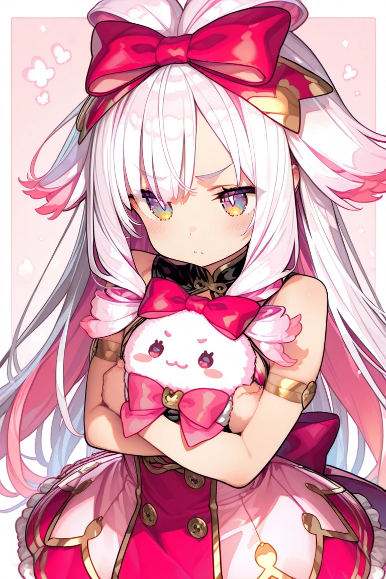 (masterpiece:1.2), (best quality:1.3), absurdres, magical_teriri, 1girl, flat_chest, standing, smile, hair_ornament, rabbit_ears, pink_dress, white_gloves, magical_girl, <lora:magical_teriri_v4-000025:1>