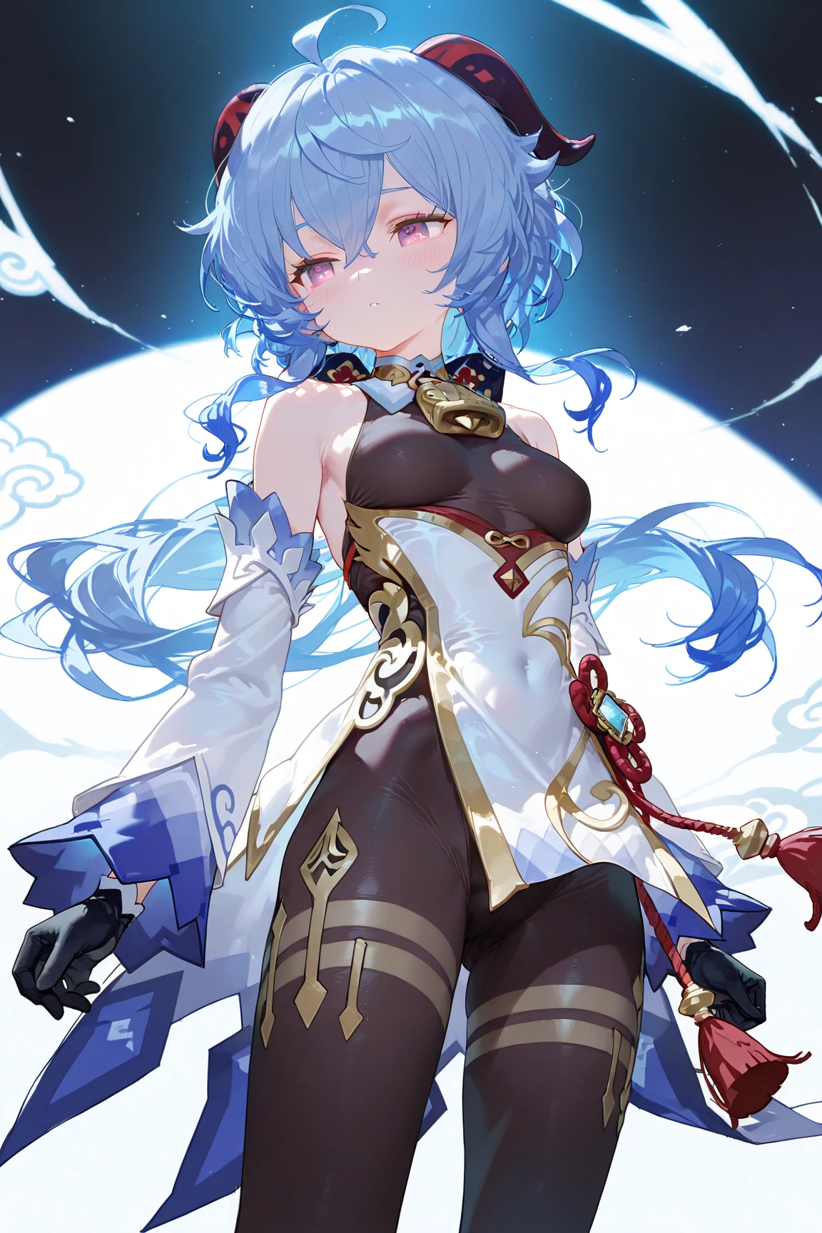 ((ganyudef)):1.5,((masterpiece,highest quality,Highly detailed images,Beautiful images))1.4(Image of ganyu with arms outstretched、Huge underwater ruins in the background、Underwater world、Many bubbles floating around、Overall dim lighting、Backlight、A fantastic atmosphere、Dust flutters)1.3,(Close-up image of ganyu)1.1、(Emphasize the chest、Cleavage covered by tights、Exposed lateral breasts):1.2