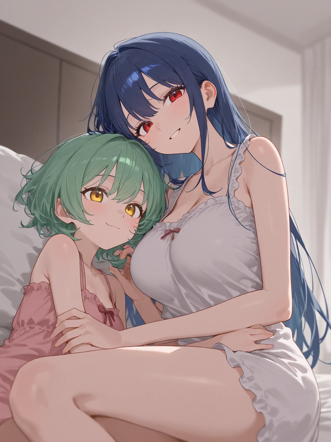 masterpiece, best quality, nsfw, (((2girls,(((tribadism))), yuri))),on bed, intricate details, photorealistic, natural lighting, warm color tones, hyper detailed, 8k, ultra hd, realistic skin texture, beautiful breasts, seductive poses, sensual, intimate, passion, romance, erotic, female form, superior craftsmanship
