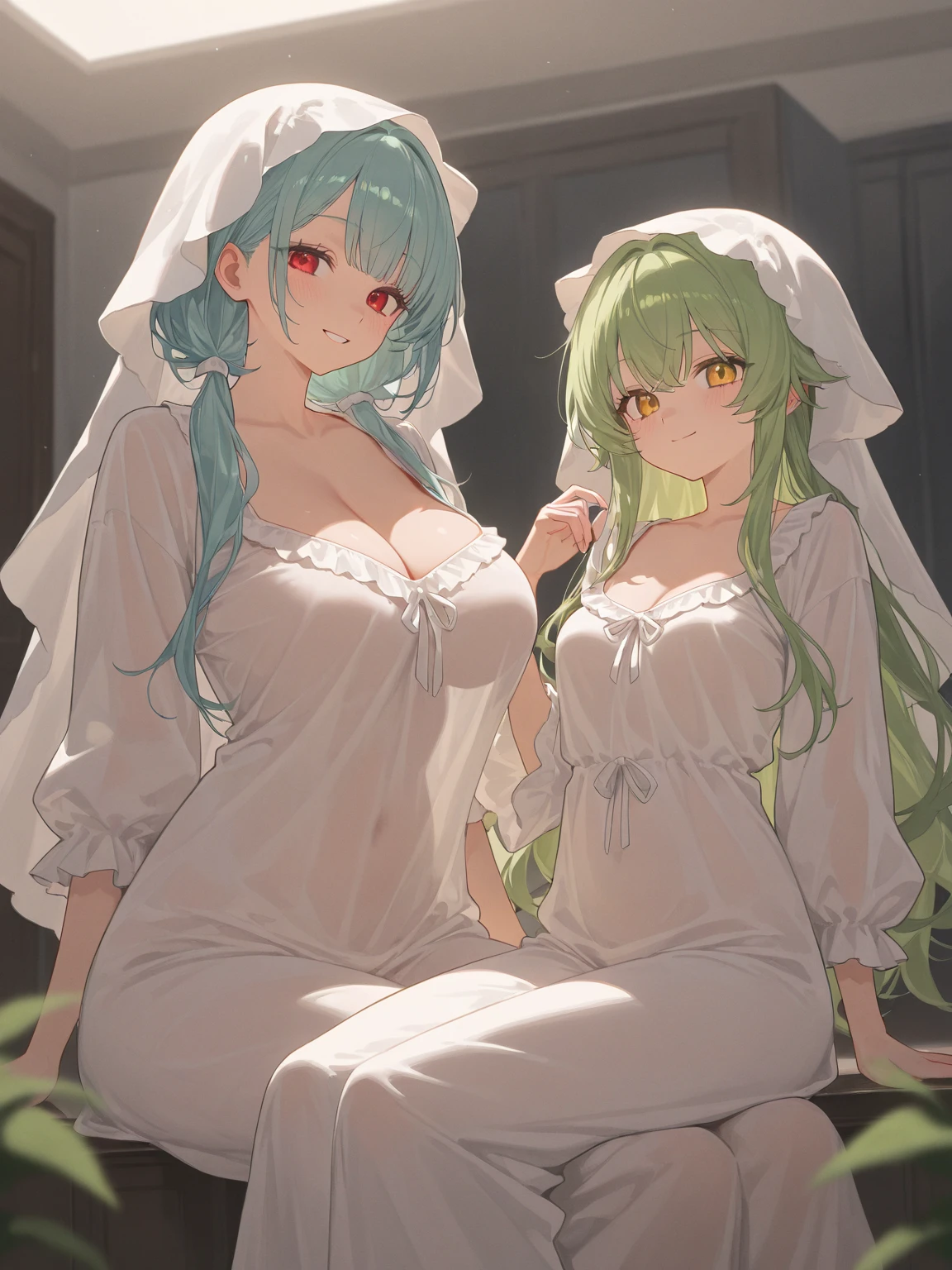 Masterpiece, 1girl,solo,huge breasts, ghost costume , (hitodama) ,night, tombstone, graveyard, long sleeves, very long sleeves, , ghost, pale skin,, off shoulder, cleavage, no bra, (((extremely long green hair))), lying on ground by tombstone, bare legs, shredded tattered clothes, curvy wide hips, massive breasts, chubby thighs, (((beautiful bright blue anime eyes))), japanese graveyard, from above, full lips, beautiful mature face, MILF
