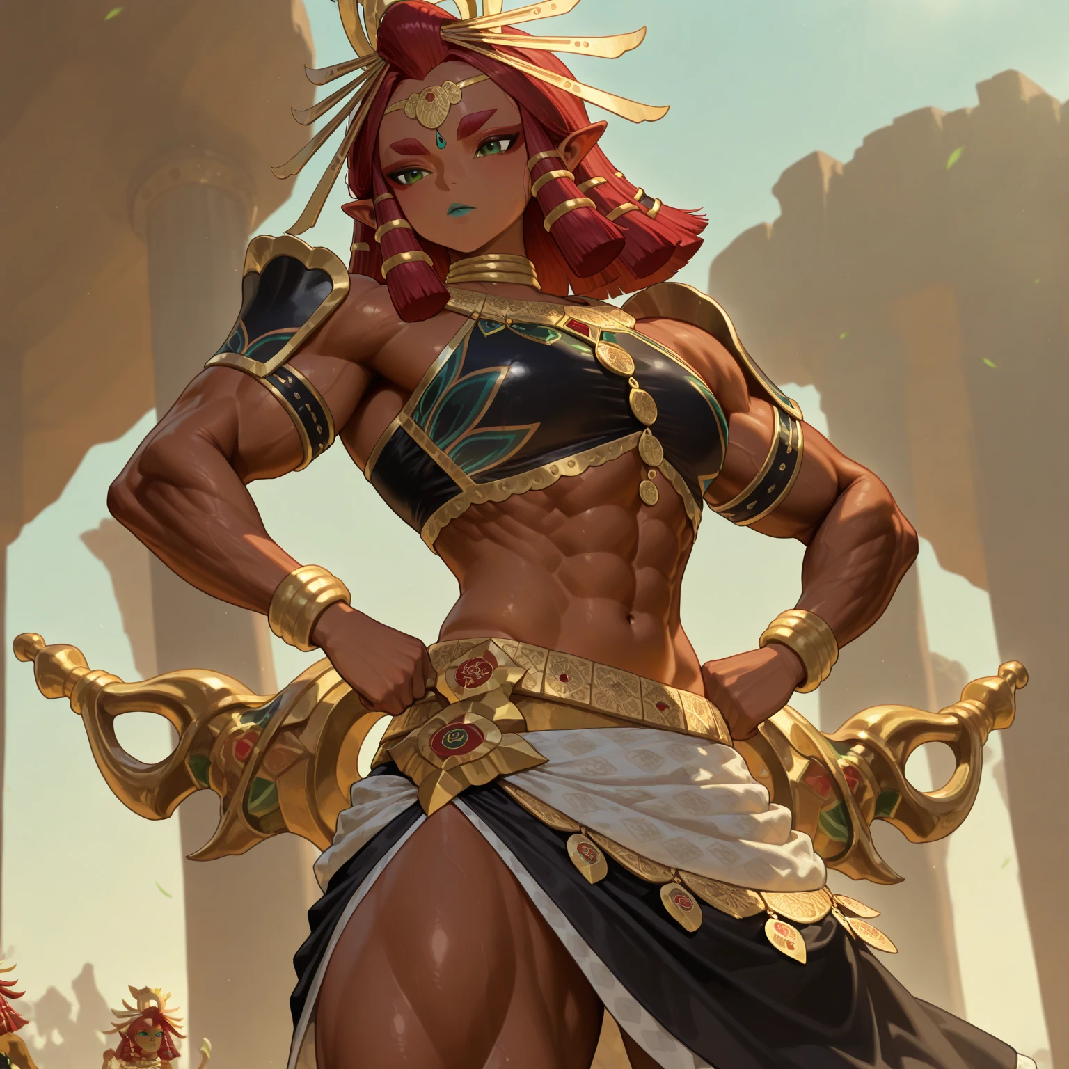 1 girl, dressed in hufflepuff costume, stand, wide hips, full body woman, t pose, stand, standing, stand, one female stand, one female standing, one, full body, girl single full body, (big boobs), (((full body))), (thick thighs), ((wide hips)), ((((slim waist)))), tribal armor, costumed with feathers and feathers on head, stunning african princess, aztec warrior goddess, aztec princess portrait, african queen, epic 3d oshun, aztec queen,two different poses, Highly detailed face and skin texture, big green eyes, juicy lips, bimbo lips, brown skin, (curly red afro hair), detailed eyes, double eyelids, curly black afro hair, gold metal cyberpunk ribbons, metal necklace, futuristic gold metal, gold jewelry on wet body, wet skin, full body.