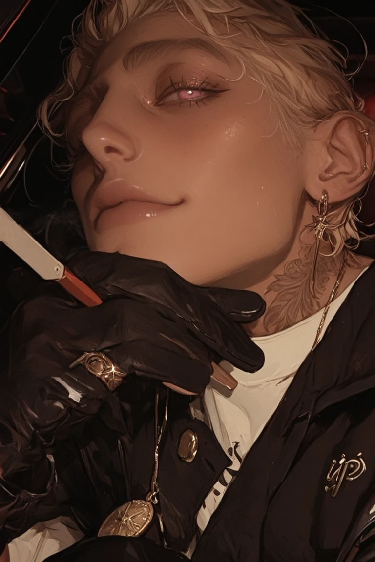 a woman holding a cigarette with smoke coming out of her mouth, gothic girl, braided hair, black hair