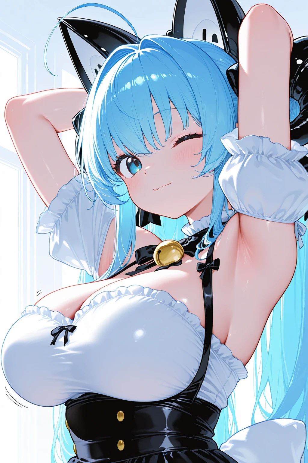 score_9, score_8_up, score_7_up, source_anime, 1girl ,(futanari:1.3). solo, beautiful, Perfect Eyes, Perfect Face, Perfect lighting, Long Hair, Exotic Leather (Brown Skin:1.3) ,Green Hair, (Large Breasts:1.3) Wide Hips, Maid clothes, Milking machine, Breast pump, breast grab, spread legs, (spawning:1.3), Eggs laid from the girl's vagina, bottomless, Delivery table, Belly bulge, ((Penis in chastity belt))