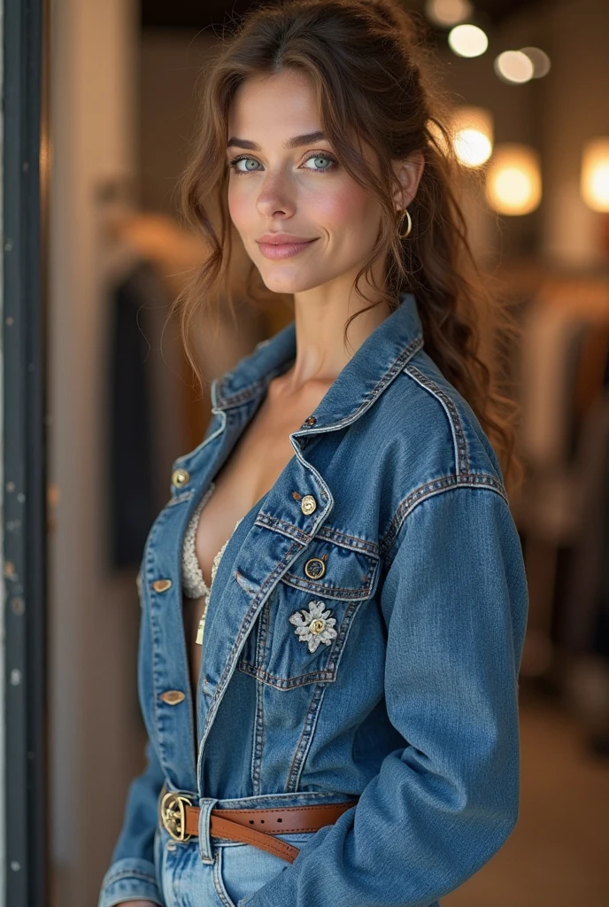 (masterpiece, best quality:1.4), (modern days), (cowboy shot), 1girl, solo, pov, sfw,
stunning girlfriend, (standing:1.1), dynamic pose, (white oversized sweater, knit sweater:1.4), (tight yoga pants, dark grey yoga pants:1.4), (short navy blue jacket, denim jacket:1.4), long blonde hair, swept bangs, heart shaped face, elegant face, beautiful face, highly detailed face, highly detailed skin, skin pores, subsurface scattering, (detailed blue eyes), realistic pupils, large breast, loving smile, looking at viewer, full face blush, full lips, holding a single coffee cup, centered,
coffee shop in background, city street, sunny day, wind, detailed background, depth of field, atmospheric perspective, volumetric lighting, sharp focus,
absurdres, realistic proportions, good anatomy, (realistic, hyperrealistic:1.4), 16k hdr,