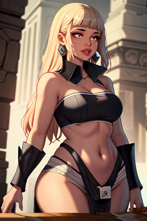 hermoso Alluring fantasy warrior, Piel desnuda, adornos,bikini de cota de malla, Armadura de bikini de cadena, Athletic and toned body, Forma elegante, Piel desnuda, at an ancient temple, apenas vestido, escote, hermoso Face, Sinister Gothic Theme, fantasy theme, Personaje Fiverr Dnd, renderizado de octanaje, arte digital, detalle extremo, 4k, ultra high definition, Pulido, hermoso, hiperdetallado, intrincado, Elaborar, meticuloso, fotorrealista, sharp focus, Oh!, character design, Motor irreal, 3d renderizado, volumetric lighting, reflexiones, Lustroso, Digital Illustration, Sensual Pose, pose sugerente, lascivo, tiro de cuerpo completo, anatomically correct ๐โค๐๐โฃ